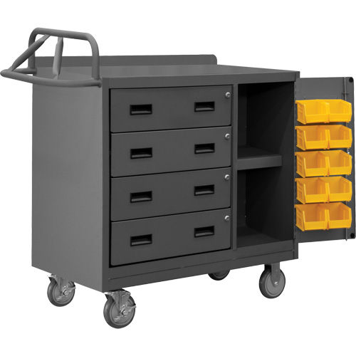 Armoire d'&eacute;tabli mobile avec bacs, Acier Surface NTL Industrial