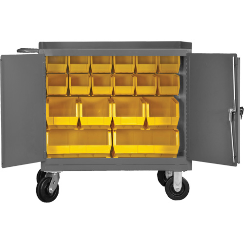 Armoire d'&eacute;tabli mobile avec bacs, Acier Surface NTL Industrial