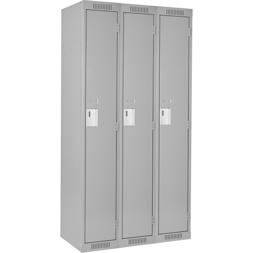Clean Line Lockers, Bank of 3, 45" x 15" x 72", Steel, Grey, Rivet (Assembled) NTL Industrial