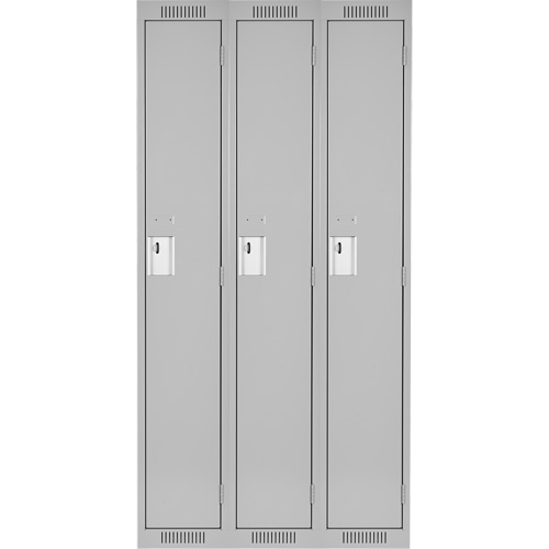 Clean Line Lockers, Bank of 3, 45" x 15" x 72", Steel, Grey, Rivet (Assembled) NTL Industrial