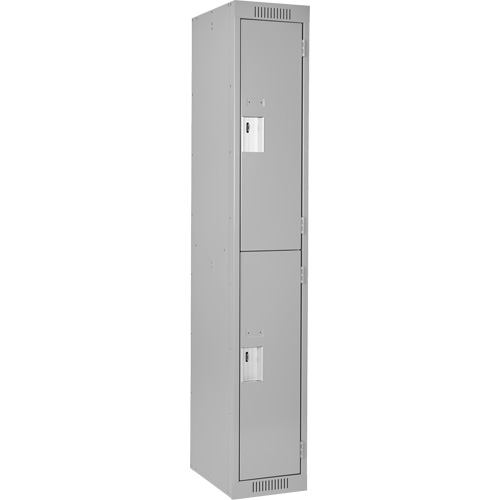 Clean Line Lockers, 2 -tier, 12" x 18" x 72", Steel, Grey, Rivet (Assembled) NTL Industrial
