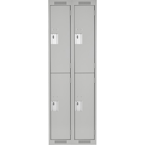 Clean Line Lockers, 2 -tier, Bank of 2, 24" x 18" x 72", Steel, Grey, Rivet (Assembled) NTL Industrial