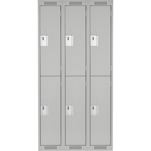 Clean Line Lockers, 2 -tier, Bank of 3, 36" x 18" x 72", Steel, Grey, Rivet (Assembled) NTL Industrial
