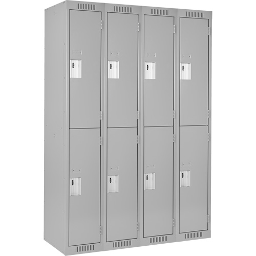 Casiers Clean Line, 2 niveaux, Bloc de 4, 48" x 18" x 72", Acier, Gris, Rivet (assembl&eacute;) NTL Industrial