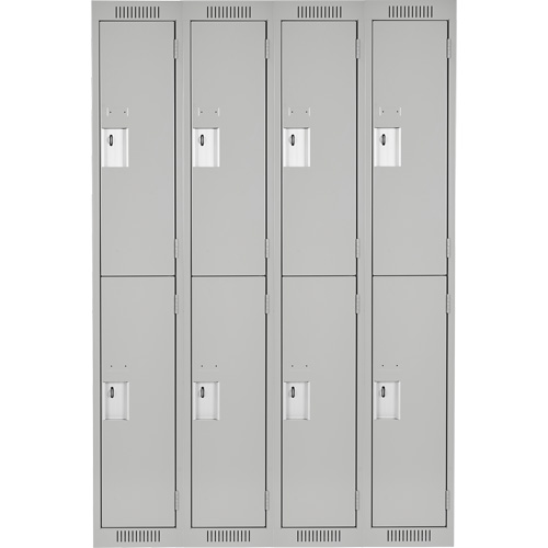 Casiers Clean Line, 2 niveaux, Bloc de 4, 48" x 18" x 72", Acier, Gris, Rivet (assembl&eacute;) NTL Industrial