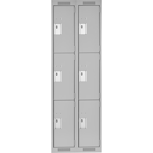 Clean Line Lockers, 3 -tier, Bank of 2, 24" x 18" x 72", Steel, Grey, Rivet (Assembled) NTL Industrial