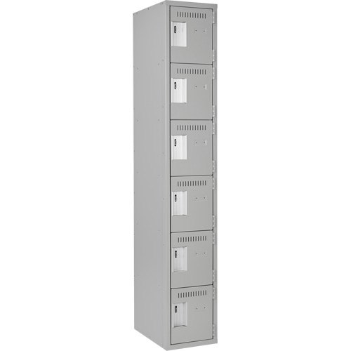 Clean Line Lockerettes, 6 -tier, 12" x 18" x 72", Steel, Grey, Rivet (Assembled) NTL Industrial