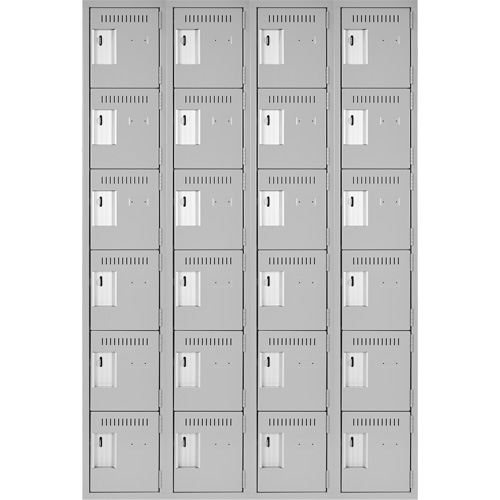 Clean Line Lockerettes, 6 -tier, Bank of 4, 48" x 18" x 72", Steel, Grey, Rivet (Assembled) NTL Industrial