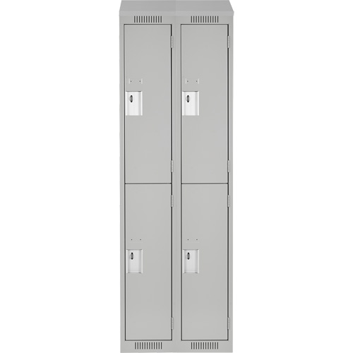 Clean Line Lockers, 2 -tier, Bank of 2, 24" x 18" x 78", Steel, Grey, Rivet (Assembled) NTL Industrial