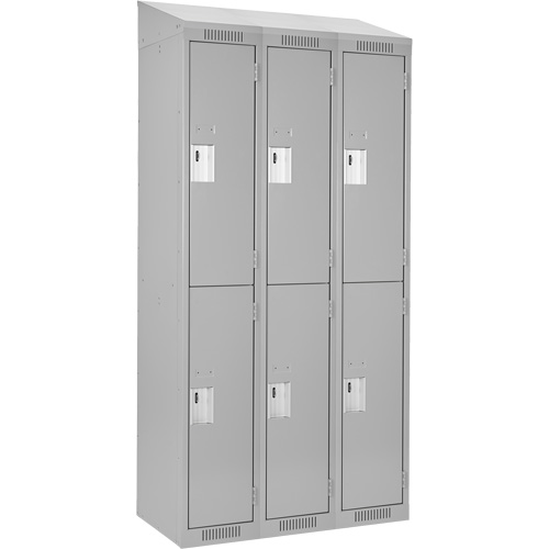 Clean Line Lockers, 2 -tier, Bank of 3, 36" x 18" x 78", Steel, Grey, Rivet (Assembled) NTL Industrial