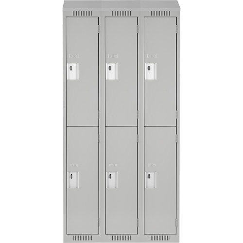 Clean Line Lockers, 2 -tier, Bank of 3, 36" x 18" x 78", Steel, Grey, Rivet (Assembled) NTL Industrial