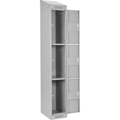 Clean Line Lockers, 3 -tier, Bank of 4, 48" x 18" x 78", Steel, Grey, Rivet (Assembled) NTL Industrial