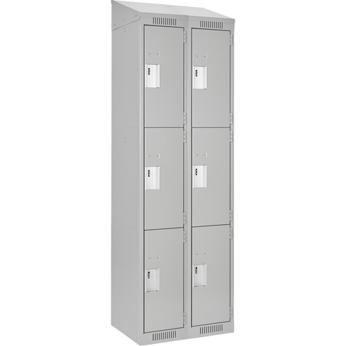 Clean Line Lockers, 3 -tier, Bank of 2, 24" x 18" x 78", Steel, Grey, Rivet (Assembled) NTL Industrial