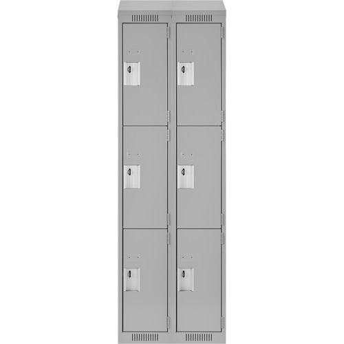 Clean Line Lockers, 3 -tier, Bank of 2, 24" x 18" x 78", Steel, Grey, Rivet (Assembled) NTL Industrial