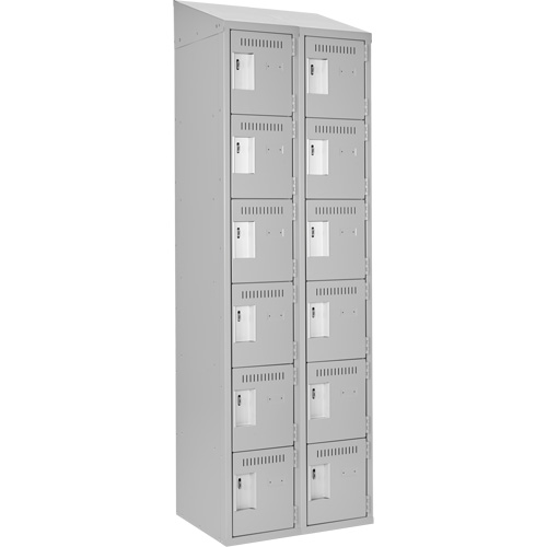 Clean Line Lockerette , 6 -tier, Bank of 2, 24" x 18" x 78", Steel, Grey, Rivet (Assembled) NTL Industrial
