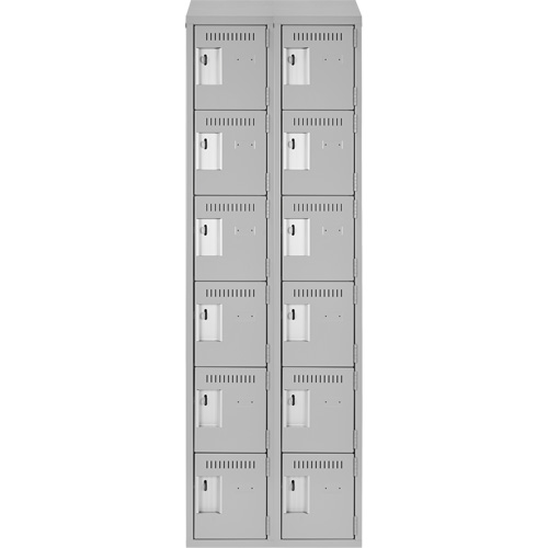 Clean Line Lockerette , 6 -tier, Bank of 2, 24" x 18" x 78", Steel, Grey, Rivet (Assembled) NTL Industrial