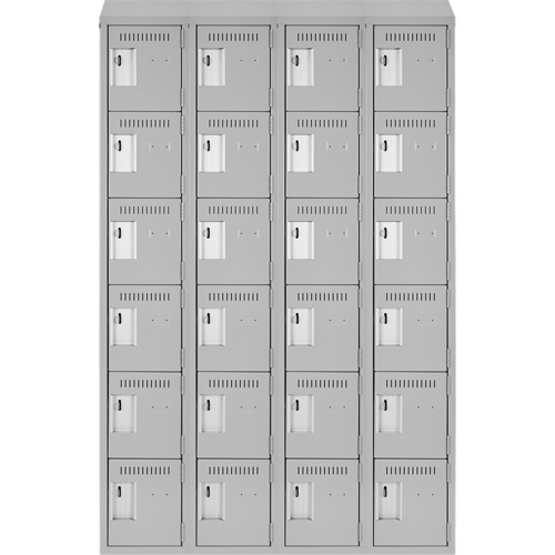 Clean Line Lockerette , 6 -tier, Bank of 4, 48" x 18" x 78", Steel, Grey, Rivet (Assembled) NTL Industrial