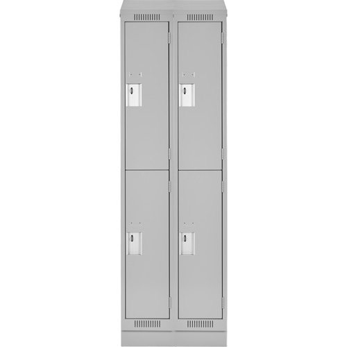 Clean Line Lockers, 2 -tier, Bank of 2, 24" x 18" x 82", Steel, Grey, Rivet (Assembled) NTL Industrial