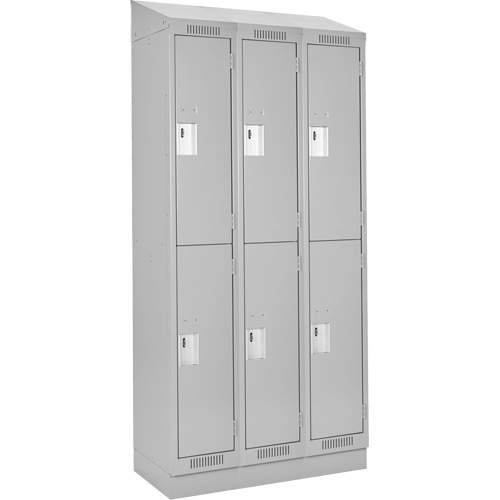 Clean Line Lockers, 2 -tier, Bank of 3, 36" x 18" x 82", Steel, Grey, Rivet (Assembled) NTL Industrial