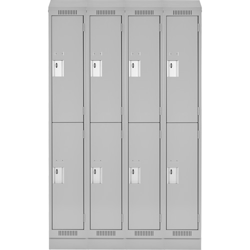 Clean Line Lockers, 2 -tier, Bank of 4, 48" x 18" x 82", Steel, Grey, Rivet (Assembled) NTL Industrial