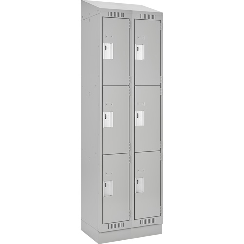 Clean Line Lockers, 3 -tier, Bank of 2, 24" x 18" x 82", Steel, Grey, Rivet (Assembled) NTL Industrial