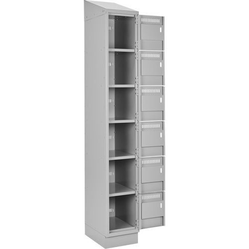 Clean Line Lockerette, 6 -tier, Bank of 4, 48" x 18" x 82", Steel, Grey, Rivet (Assembled) NTL Industrial