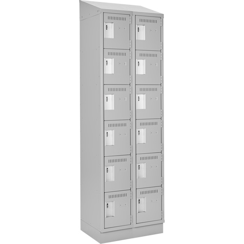 Clean Line Lockerette, 6 -tier, Bank of 2, 24" x 18" x 82", Steel, Grey, Rivet (Assembled) NTL Industrial