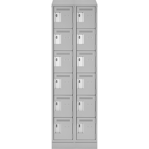 Clean Line Lockerette, 6 -tier, Bank of 2, 24" x 18" x 82", Steel, Grey, Rivet (Assembled) NTL Industrial