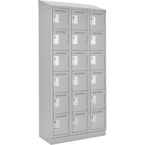 Clean Line Lockerette, 6 -tier, Bank of 3, 36" x 18" x 82", Steel, Grey, Rivet (Assembled) NTL Industrial