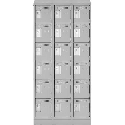 Clean Line Lockerette, 6 -tier, Bank of 3, 36" x 18" x 82", Steel, Grey, Rivet (Assembled) NTL Industrial