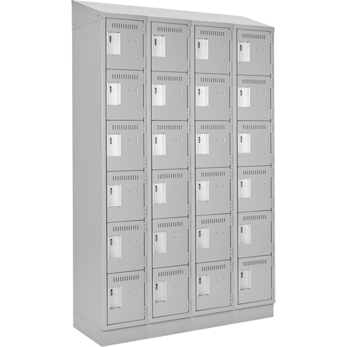 Clean Line Lockerette, 6 -tier, Bank of 4, 48" x 18" x 82", Steel, Grey, Rivet (Assembled) NTL Industrial