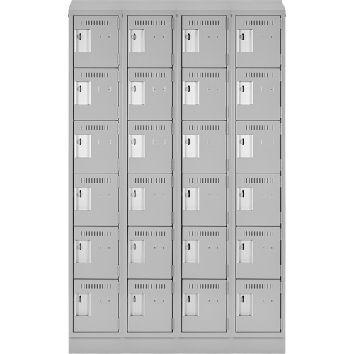 Clean Line Lockerette, 6 -tier, Bank of 4, 48" x 18" x 82", Steel, Grey, Rivet (Assembled) NTL Industrial