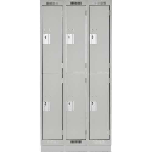 Clean Line Lockers, 2 -tier, Bank of 3, 36" x 18" x 76", Steel, Grey, Rivet (Assembled) NTL Industrial