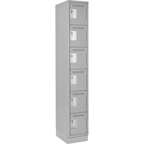 Clean Line Lockerette, 6 -tier, 12" x 18" x 76", Steel, Grey, Rivet (Assembled) NTL Industrial