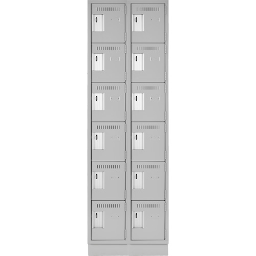 Clean Line Lockerette, 6 -tier, Bank of 2, 24" x 18" x 76", Steel, Grey, Rivet (Assembled) NTL Industrial