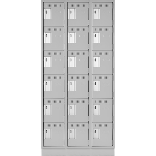 Clean Line Lockerette, 6 -tier, Bank of 3, 36" x 18" x 76", Steel, Grey, Rivet (Assembled) NTL Industrial