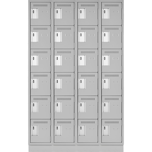 Clean Line Lockerette, 6 -tier, Bank of 4, 48" x 18" x 76", Steel, Grey, Rivet (Assembled) NTL Industrial