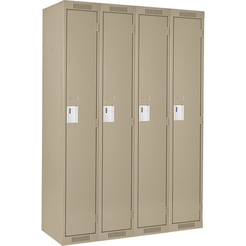 Clean Line Lockers, Bank of 4, 60" x 15" x 72", Steel, Beige, Rivet (Assembled) NTL Industrial