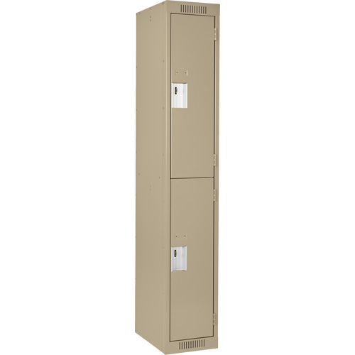 Clean Line Lockers, 2 -tier, 12" x 18" x 72", Steel, Beige, Rivet (Assembled) NTL Industrial