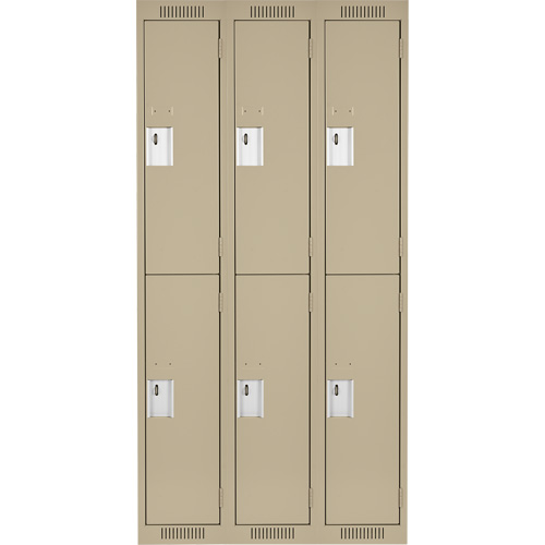 Casiers Clean Line, 2 niveaux, Bloc de 3, 36" x 18" x 72", Acier, Beige, Rivet (assembl&eacute;) NTL Industrial