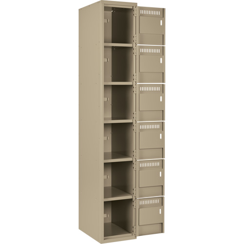 Clean Line Lockerette, 6 -tier, Bank of 4, 48" x 18" x 72", Steel, Beige, Rivet (Assembled) NTL Industrial