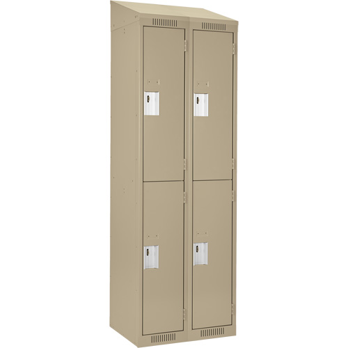 Clean Line Lockers, 2 -tier, Bank of 2, 24" x 18" x 78", Steel, Beige, Rivet (Assembled) NTL Industrial