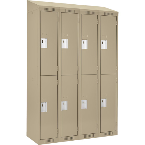 Clean Line Lockers, 2 -tier, Bank of 4, 48" x 18" x 78", Steel, Beige, Rivet (Assembled) NTL Industrial
