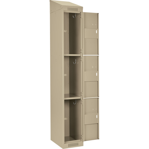 Clean Line Lockers, 3 -tier, Bank of 4, 48" x 18" x 78", Steel, Beige, Rivet (Assembled) NTL Industrial