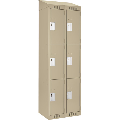 Clean Line Lockers, 3 -tier, Bank of 2, 24" x 18" x 78", Steel, Beige, Rivet (Assembled) NTL Industrial