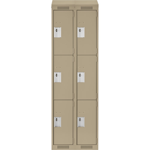 Clean Line Lockers, 3 -tier, Bank of 2, 24" x 18" x 78", Steel, Beige, Rivet (Assembled) NTL Industrial