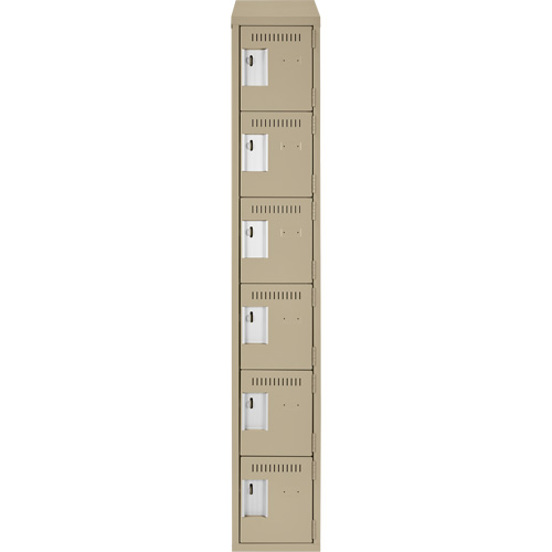 Clean Line Lockerette, 6 -tier, 12" x 18" x 78", Steel, Beige, Rivet (Assembled) NTL Industrial