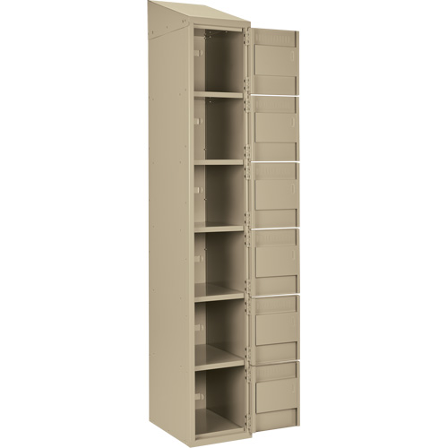 Clean Line Lockerette, 6 -tier, Bank of 3, 36" x 18" x 78", Steel, Beige, Rivet (Assembled) NTL Industrial