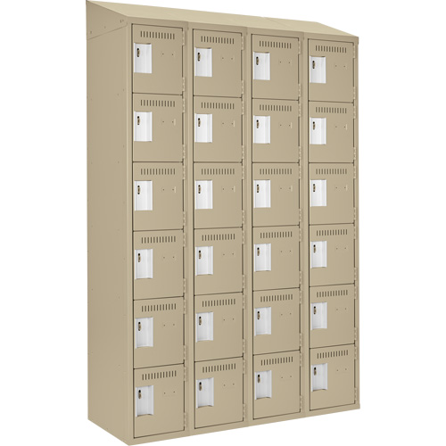 Clean Line Lockerette, 6 -tier, Bank of 4, 48" x 18" x 78", Steel, Beige, Rivet (Assembled) NTL Industrial