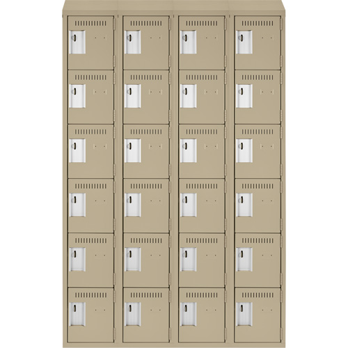 Clean Line Lockerette, 6 -tier, Bank of 4, 48" x 18" x 78", Steel, Beige, Rivet (Assembled) NTL Industrial